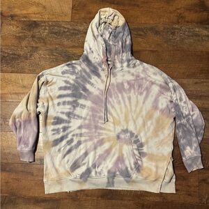 American Eagle Outfitters Tie-Dye Hoodie in Cream and Purple